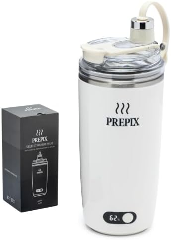PREPIX Self Stirring Mug, USB-C Rechargeable Coffee Mixer, Stainless Steel Insulated Travel Mug with Electric Stirrer & Spill-Proof Lid, for Coffee, Hot Chocolate & Matcha, 14oz by Unknown