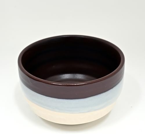 Urban Tokyo Authentic Minoware Porcelain Matcha Bowl Chawan 4.75" Diameter Handmade in Japan, Traditional Mino-Yaki Ceramic Tea Ceremony Bowl, Reactive Glaze Designs (Top Wine) - Image 4