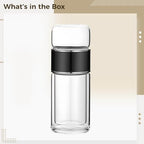 Tea Infuser Bottle, Double Wall Glass Travel Mug with Loose Leaf Tea Strainer, Heat Safe Glass Water Tea Tumbler for Hot and Cold Drinks, for Homes and Offices, Black, 16.9 oz - Image 3