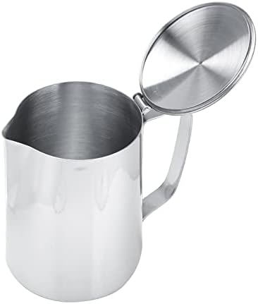 Stainless Steel Pitcher, 350ml Milk Pitcher with Lid，Stainless Steel Coffee Cup Mug Milk Frothing Jug for Latte Coffee Art for Office Kitchen (4.13in Height) (Pack of 2) - Image 7