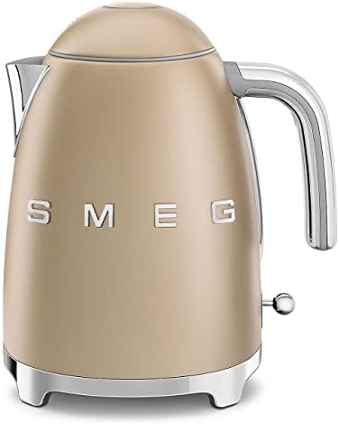 SMEG KLF03 Electric Kettle 1.7L (7 Cup), Retro Hot Water Boiler for Tea & Coffee, Fast Boiling, Auto Shut-Off, Soft Open Lid, 360° Swivel Base Countertop Kettle – Matte Champagne by Unknown