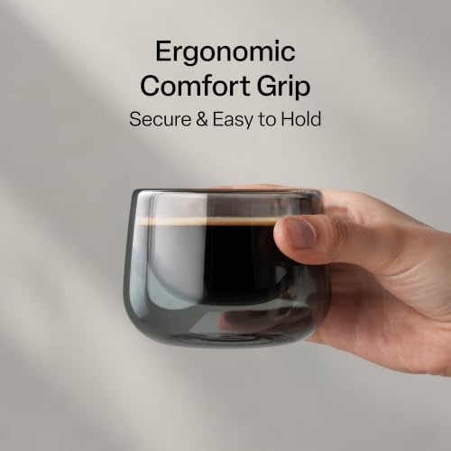 MIAMIO - Coffee Glasses/Double-Walled Glasses Set (2x6 oz) - Lagoa (Grey) - Image 4