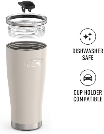 THERMOS Icon Series 24oz Stainless Steel Tumbler with Slide Lock Lid, Leakproof, Fits Cupholder, Dishwasher Safe, Griptec™ Non‑Slip Base, Keeps Drinks Hot 6 Hrs/Cold 22 Hrs, Sandstone - Image 3