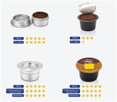 Reusable Coffee Filters Capsule Stainless Steel Capsule Pod(2 Capsules 1 Tamper) - Image 4