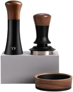 Espresso Accessories Kit for 54mm Portafilter – Premium Matching Barista Tools Set with Durable Aluminum and Real Walnut Wood – Espresso Tamper, WDT Tool and Magnetic Dosing Funnel – Black & Walnut by VinFresco