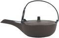 Japanese Cast Iron Flat Teapot with Tea Strainer - Kanbin Teapot - Dark Brown - 250ml - Nambu Ironware - Made in Japan by Iwachu