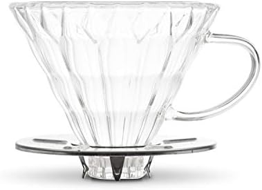 4 Cup Glass Dripper by Yama Glass I Pour Over Coffee Dripper with Cone Shape I Made of Thick, Heat Resistant Glass I Coffee Glass Dripper with Glass Handle, Shining Base by Yama+Glass+
