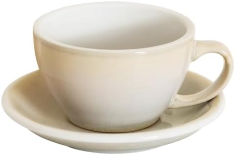 Loveramics Coffee Cup Ceramic, 10 oz Latte Art Cup with Saucer for Cappuccino, Tea, Espresso, Thick - walled stoneware Cappuccino mug Set for Cafe and Barista - Potters Colours (Ivory, 10OZ) by LoveramicsUSA