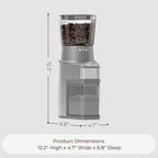 Conical Burr Coffee Grinder, 60 Settings, Anti-Static, Grey - Image 4