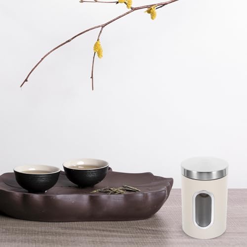 NUOBESTY 3pcs Food Storage Canisters Set, Airtight Stainless Steel Coffee Bean and Loose Tea Containers, Cream White Kitchen Pantry Organization Jars for Sugar, Grains, and Tea Leaves - Image 6