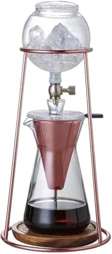 Nispira Modern Iced Coffee Cold Brew Coffee Maker Slow Drip Coffee Machine Stainless Steal Copper Color 400mL Borosilicate Glass by Nispira