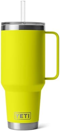 YETI Rambler 42 oz Tumbler with Handle and Straw Lid, Travel Mug Water Tumbler, Vacuum Insulated Cup with Handle, Stainless Steel, Firefly Yellow by YETI