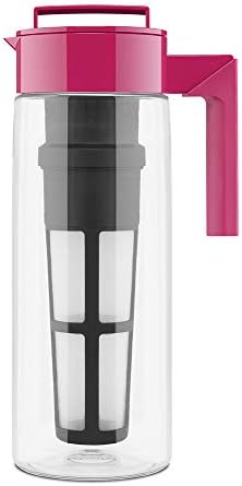 Takeya Flash Chill Iced Tea Maker - Versatile Tea Brewer for Loose/Bagged Tea - Patented Flash Chill Tech Hot/Cold Use BPA-Free Tritan Dishwasher Safe - Airtight Lid Made in USA - 2 Quart/Raspberry - Image 2