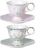 KAMMAK Tea Cups Set of 2,Ceramic Floral Pattern Demitasse Cup by KAMMAK