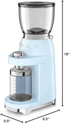 Smeg 50's Retro Style Aesthetic Coffee Grinder, CGF01 (Pastel Blue) - Image 4