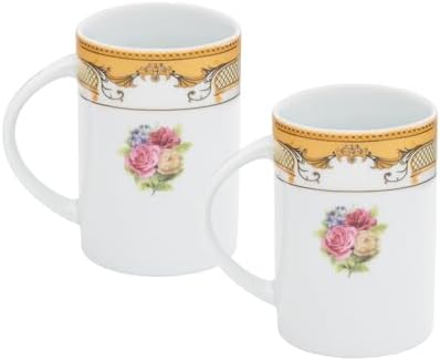 Porcelain Mug - Vintage Rose Design, 2 Piece Set by GiftsPlaza