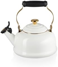 Le Creuset Enamel On Steel Whistling Tea Kettle, 1.7 qt., White/Gold - Image 4
