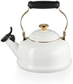 Le Creuset Enamel On Steel Whistling Tea Kettle, 1.7 qt., White/Gold - Image 4