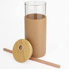 Tronco 20 oz Glass Tumbler with Lids and Straws, Reusable Iced Coffee Cups - Image 2