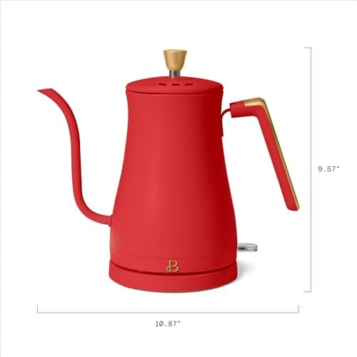 1 Liter Electric Gooseneck Kettle with Precision Pour Spout, Auto Shut Off, Cordless Design, 1200W (Tomato Red) - Image 6