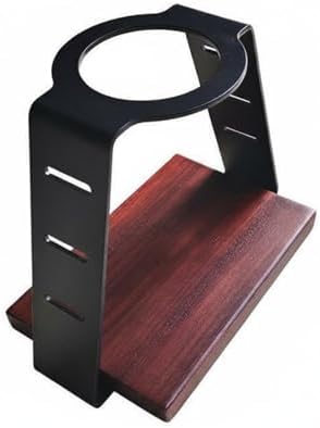 pouring Over Coffee Station Coffee Dripper Stand Carbon Steel and Wooden Base by Unknown