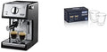 DeLonghi Double Walled Thermo Espresso Glasses, Set of 2 and De'Longhi ECP3420 Bar Pump Espresso and Cappuccino Machine, 15", Black by Unknown