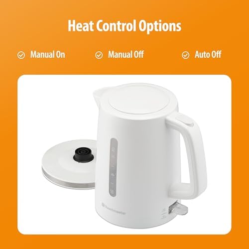 Toastmaster 1.7 Liter Electric Kettle - Tea & Coffee Kettle - Electric, Cordless Water Heater - Tea Water Boiler with Filter Pour Spot - White - Image 5