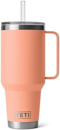 YETI Rambler 42 oz Tumbler with Handle and Straw Lid, Travel Mug Water Tumbler, Vacuum Insulated Cup with Handle, Stainless Steel, Lowcountry Peach by YETI