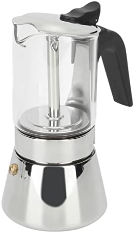 Jiawu Pot, Classic Stovetop Espresso Maker, Stainless Steel Italian and Cuban Greca Coffee Maker, Premium Crystal Glass Top Espresso Pot, Easy to Operate & Quick Cleanup (360ml) by JIAWU