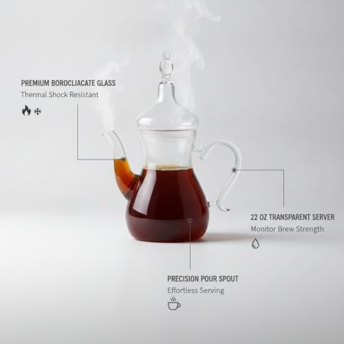 Versatile Borosilicate Glass Carafe, 22 oz Coffee Pot for Pour Over Brewing and Tea Serving with Handle - Image 5