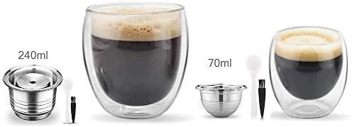 DECA Reusable Coffee Capsule Filter, Stainless Steel Coffee Pod Holder Set for Nespresso Vertuoline GCA1/Plus, Nespresso Vertuo Plus Series, Delonghi ENV 135/150 with Brush Spoon (70ml), Silver - Image 3