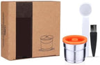 Stainless Steel Metal Reusable Coffee Capsule Refillable Filter with Orange Cover(4PCS) by Unknown