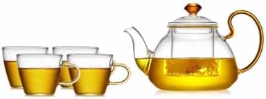 Removable Glass teapot with Infuser Home Tea Brewer Tea Set Large Capacity Portable Tea Kettle Container Cleanable (with Cup 700ml) by Unknown
