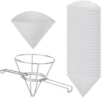Cooking Oil Filter,Syrup Cone Filters Kit with 10 in Stainless Steel Cone Holder Fryer Strainer, 1 Thick Reusable Filter with Pre-Cut Slots and 24 Disposable Pre-Filters for Maple Sap Honey Milk - Image 2