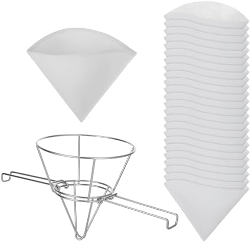 Cooking Oil Filter,Syrup Cone Filters Kit with 10 in Stainless Steel Cone Holder Fryer Strainer, 1 Thick Reusable Filter with Pre-Cut Slots and 24 Disposable Pre-Filters for Maple Sap Honey Milk - Image 2
