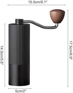 Manual Coffee Grinder, Adjustable Hand Espresso Mill with Solid Wood Handle Stainless Steel Conical Burr Machine for French Press Moka Pot - Image 3