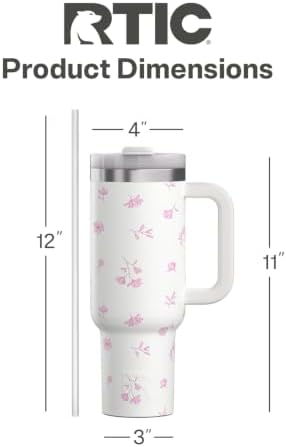 RTIC 40oz Road Trip Tumbler, Insulated, Ceramic Lined, Pink Magnolias - Image 4