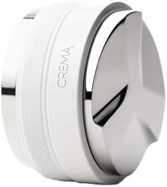 CREMA Coffee Products 53.3mm Hand Tamper & Coffee Distributor | Compatible with Breville Portafilters | Double-Sided, Adjustable Depth Tool | Made with Durable 304 Stainless Steel | White by CremaCoffeeProducts