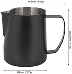 Milk Frothing Pitcher, 700ml Stainless Steel Milk Frother Cup Steaming Pitcher, Metal Steamer Cup Milk Jug Dispenser Espresso Accessories (Black) - Image 2