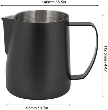 Milk Frothing Pitcher, 700ml Stainless Steel Milk Frother Cup Steaming Pitcher, Metal Steamer Cup Milk Jug Dispenser Espresso Accessories (Black) - Image 2
