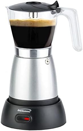 Brentwood TS-119S 550-Watt Cordless Electric Moka Pot Espresso Machine, 6-Servings (Silver) by BrentwoodAppliances