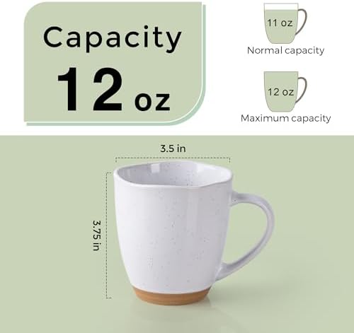 AmorArc 12oz Ceramic Coffee Mugs set of 6, Stylish Coffee Mugs with Rustic Terracotta Underside for Man, Woman, Dad, Mom, Suitable for Latte/Cappuccino/Milk/Cocoa. Dishwasher&Microwave Safe, White - Image 2