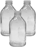 Glass Beverage Jug, 64 oz, Clear, Wide Mouth with Groove Handle and Airtight Lid (3) by ICENCOLD