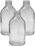 Glass Beverage Jug, 64 oz, Clear, Wide Mouth with Groove Handle and Airtight Lid (3) by ICENCOLD