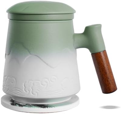 ZENS Tea Infuser Mug with Lid & Coaster for Loose Leaf Tea Steeper, 15oz by ZENSLIFESTYLE