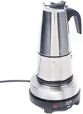 Xuthusman 200ml/300ml/450ml Mocha Coffee Pot+Electric Stove Espresso Coffee Maker Stainless Steel Stovetop Moka Pot,4/6/9cups (silver+black，300ml/6 Cups) by Xuthusman