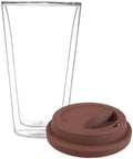 OSALADI Double Wall Glass Mug 350ml, Borosilicate Coffee Cup with Silicone Lid, Heat-resistant Drinkware for Hot and Cold Beverages, Reusable Household Beverage Cup for Office and Travel by OSALADI