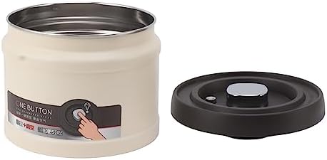 Greensen Vacuum Sealed Coffee Container, Stainless Steel Airtight Storage Canister for Ground Coffee Beans Tea Nuts with Press Type Seal, Measuring Scoop, 1600ML, Beige - Image 3