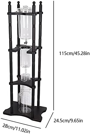 Ice Drip Coffee Maker, 2L/67.63oz(About 25 Cups) Large Capacity Cold Brew Tower for Home, Coffee Shop Glass & Solid Wood Manual Dripper Brewer, Reusable Cold Tea Maker, 11.02*9.65*45.28in Black-Red - Image 2