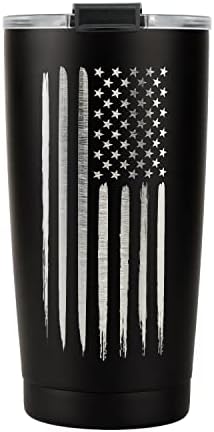 Military Gift Shop 20oz American Flag Tumbler, Insulated Steel USA Coffee Mug with Lid | Disabled Vet Owned Business | Flag 20 oz by Military+Gift+Shop